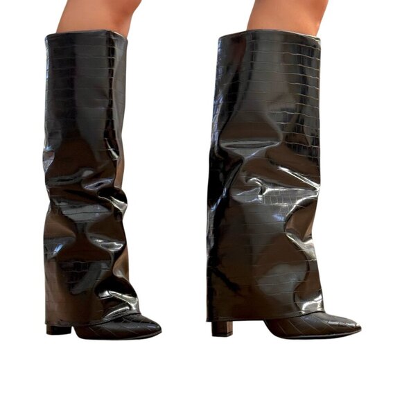 Gator print PU black boots - Picture 3 of 7